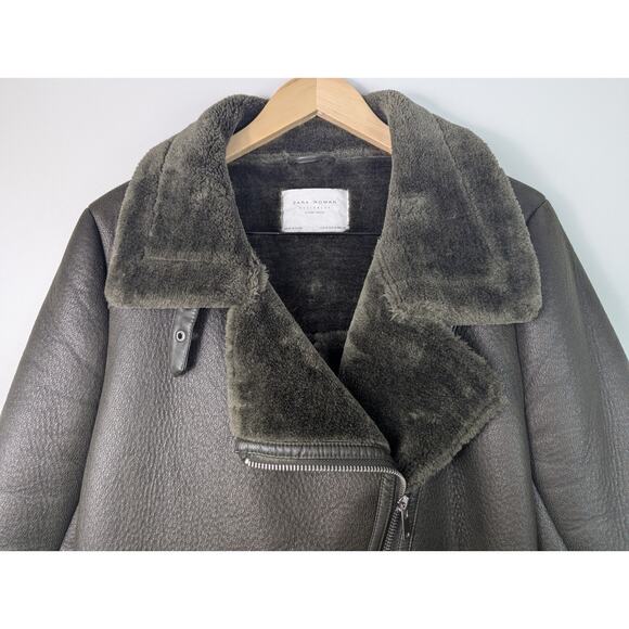 Zara Faux Leather Biker Moto Double-Faced Jacket - Picture 4 of 12
